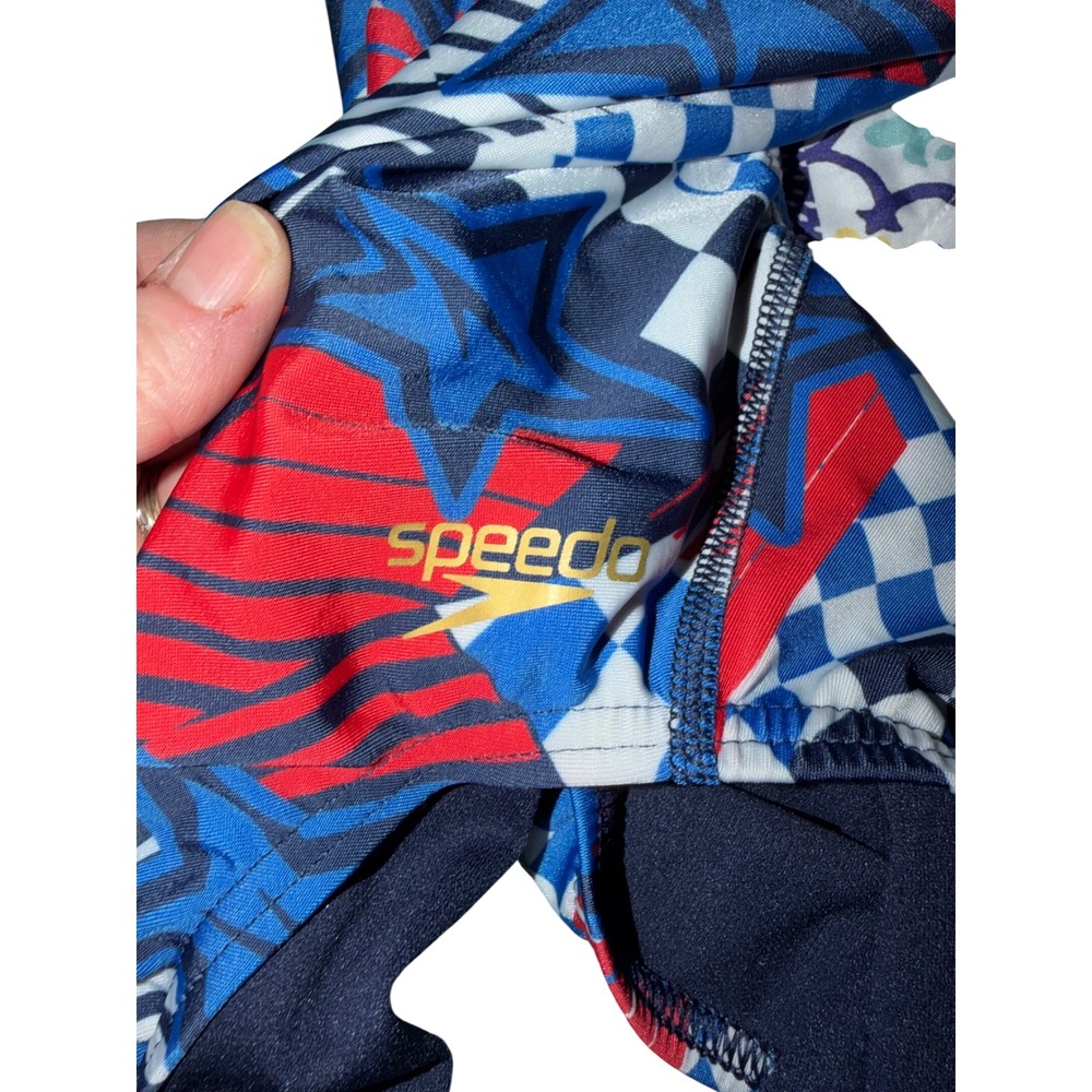 Speedo Overdrive True Cobalt One Piece Swimsuit Athletic Stars Checkered Sz 34‎ - Picture 3 of 6